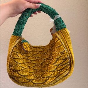 Viral Pineapple Beaded Shoulder Bag